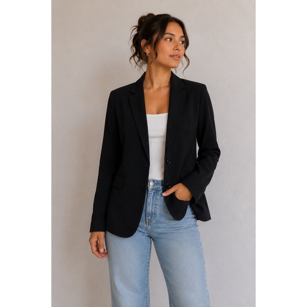 The Kooples Black Fitted Blazer Womens 48 Tailored Office Business Career Formal